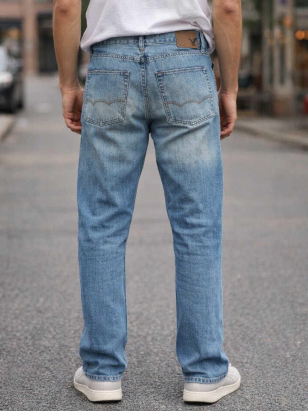 American Eagle Light Wash Distressed Slim Straight Jeans 29 Casual Streetwear